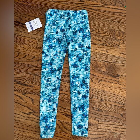 NWT New ATHLETE Girls High Rise Chit Chat Legging Tight Aqua Floral M or XXL - Picture 5 of 9